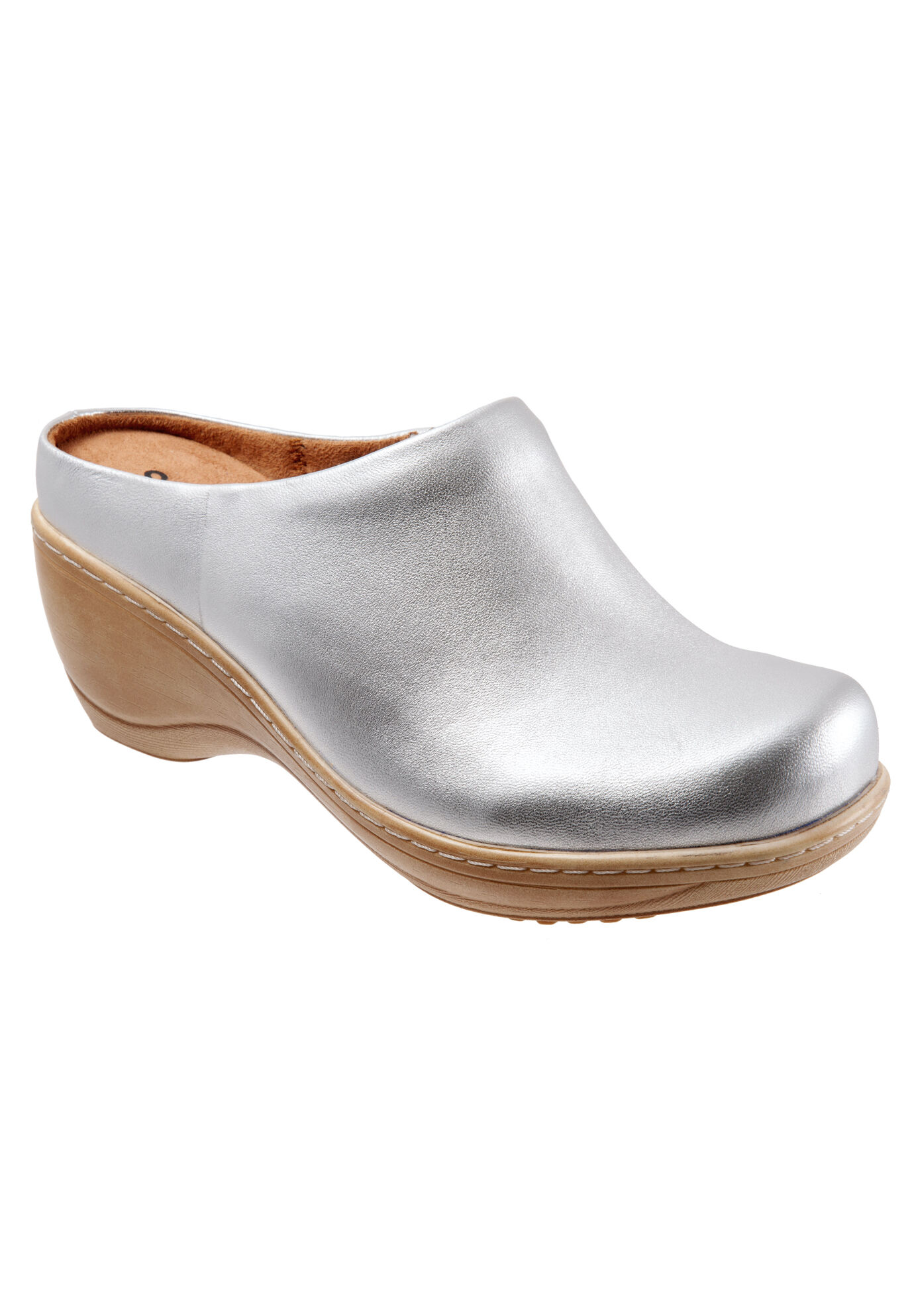 Extra Wide Width Women's Madison Clog by SoftWalk in Silver (Size 9 WW)