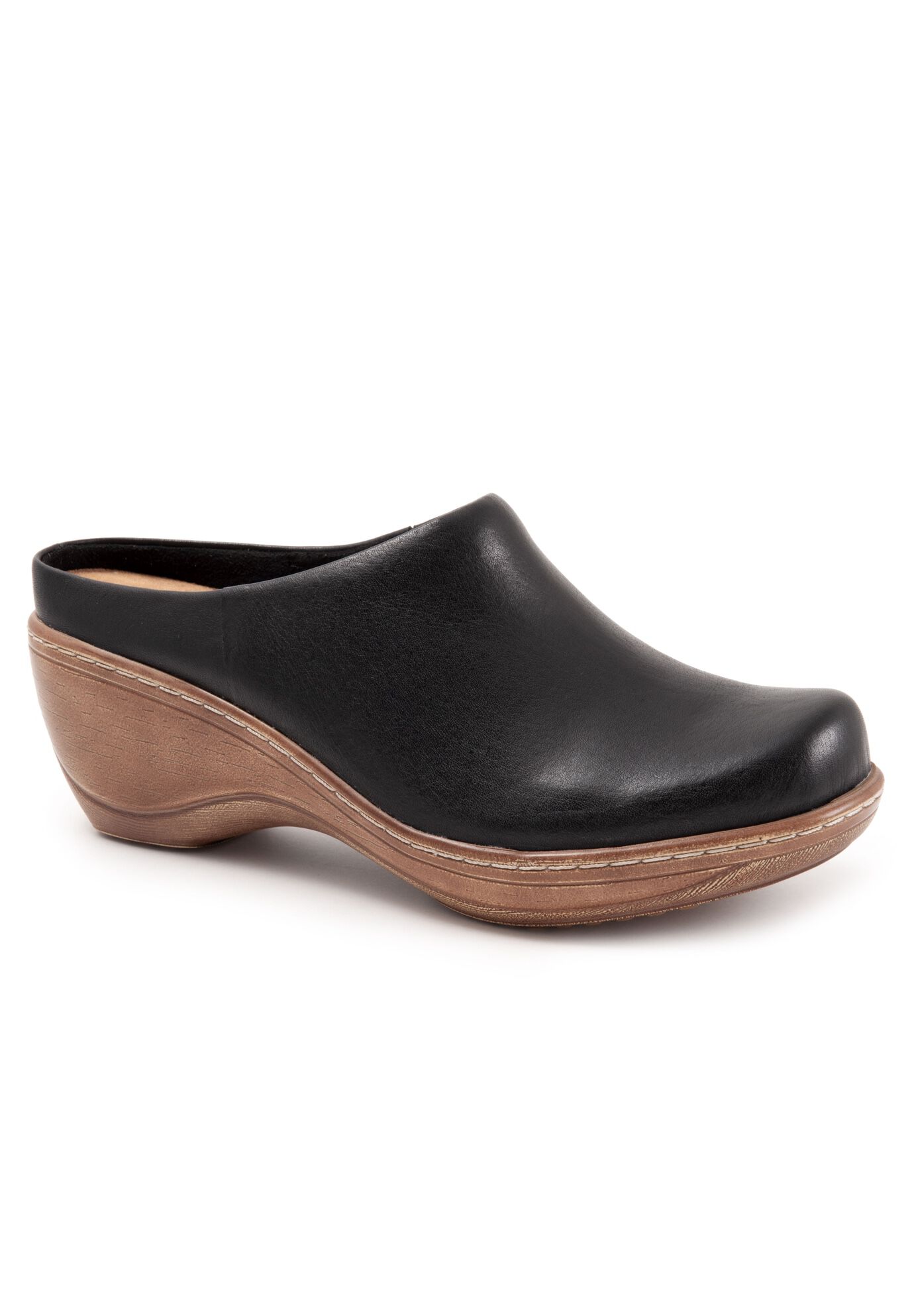 Extra Wide Width Women's Madison Clog by SoftWalk in Black (Size 8 WW)
