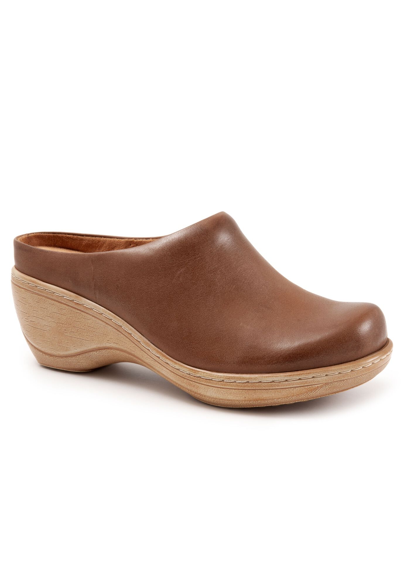 Extra Wide Width Women's Madison Clog by SoftWalk in Saddle (Size 7 WW)