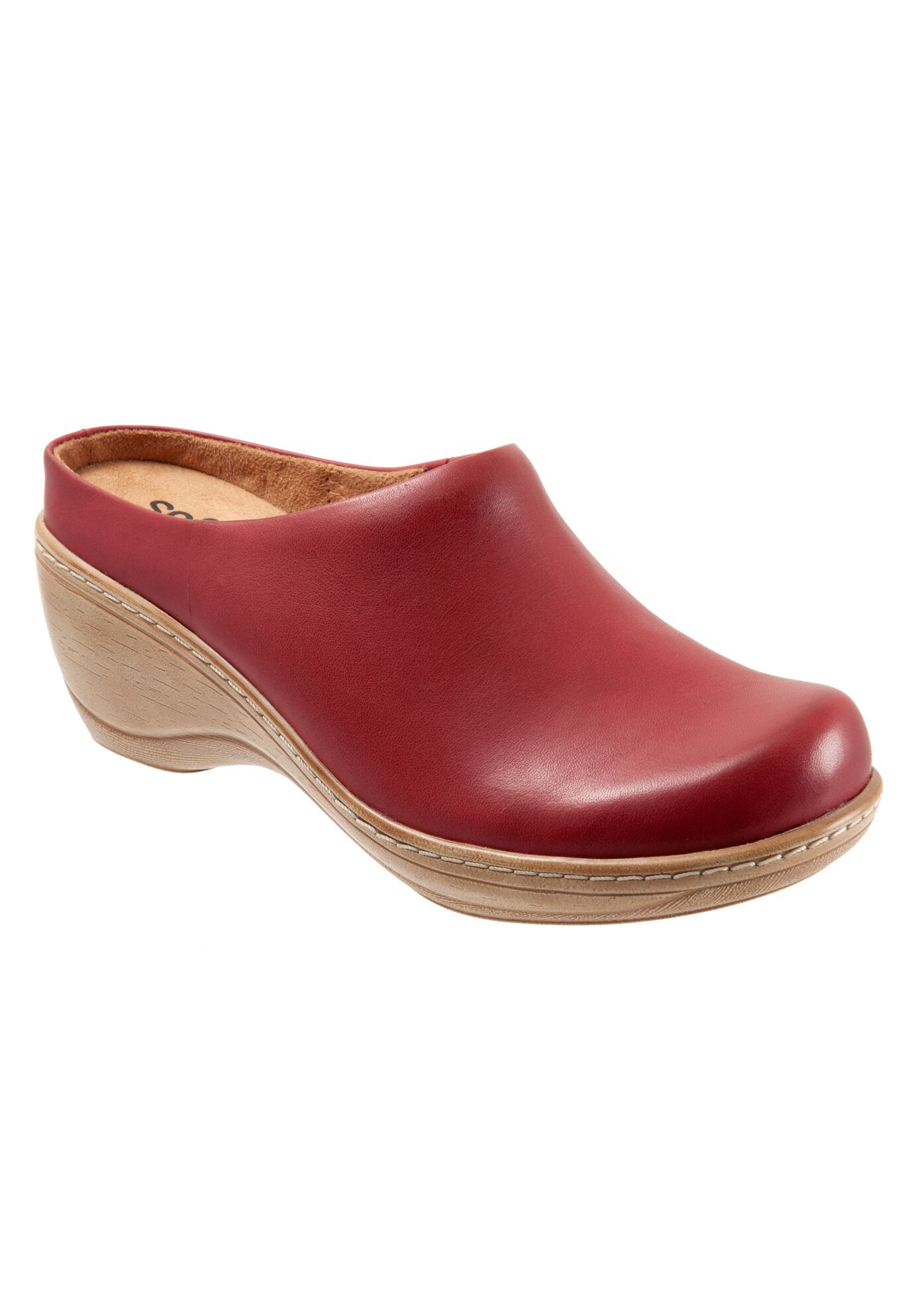 Extra Wide Width Women's Madison Clog by SoftWalk in Dark Red (Size 9 WW)