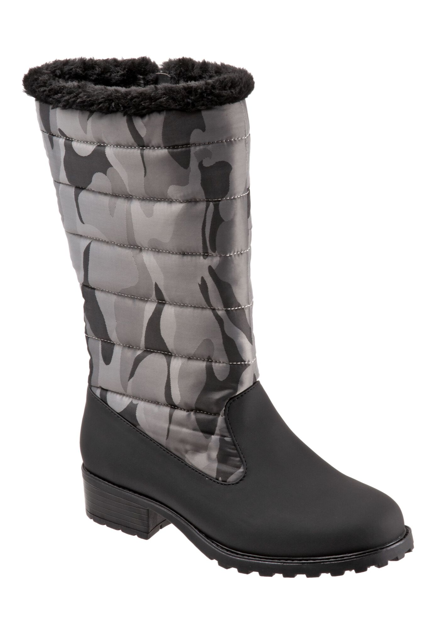Extra Wide Width Women's Benji High Boot by Trotters in Black Dark Camo (Size 10 WW)