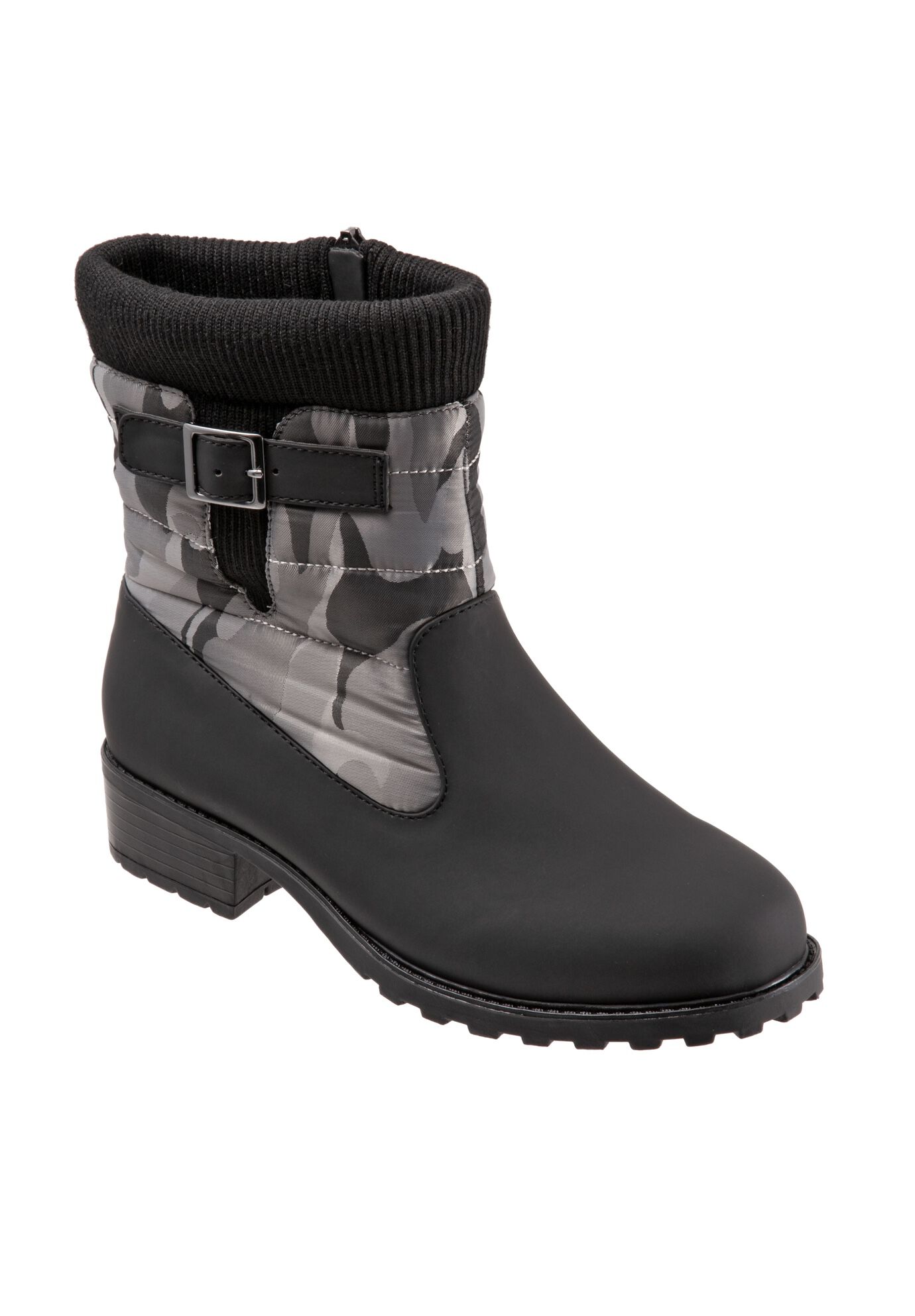 Extra Wide Width Women's Berry Mid Boot by Trotters in Black Dark Camo (Size 7 1/2 WW)