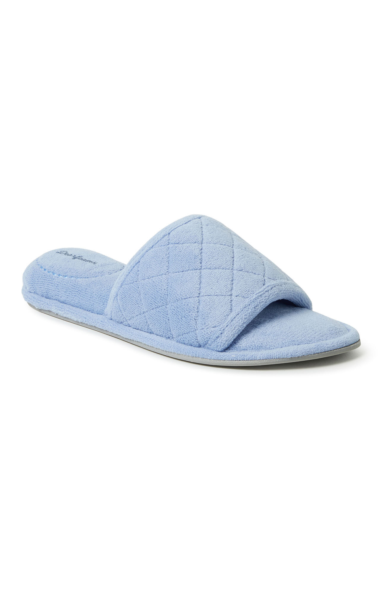 Women's Beatrice Quilted Terry Slide Slipper by Dearfoams in Iceberg (Size LARGE)
