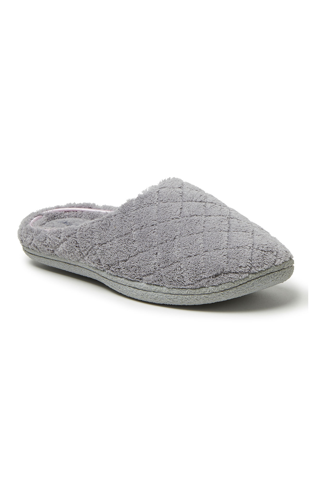 Wide Width Women's Leslie Quilted Terry Clog Slipper by Dearfoams in Medium Grey (Size M W)