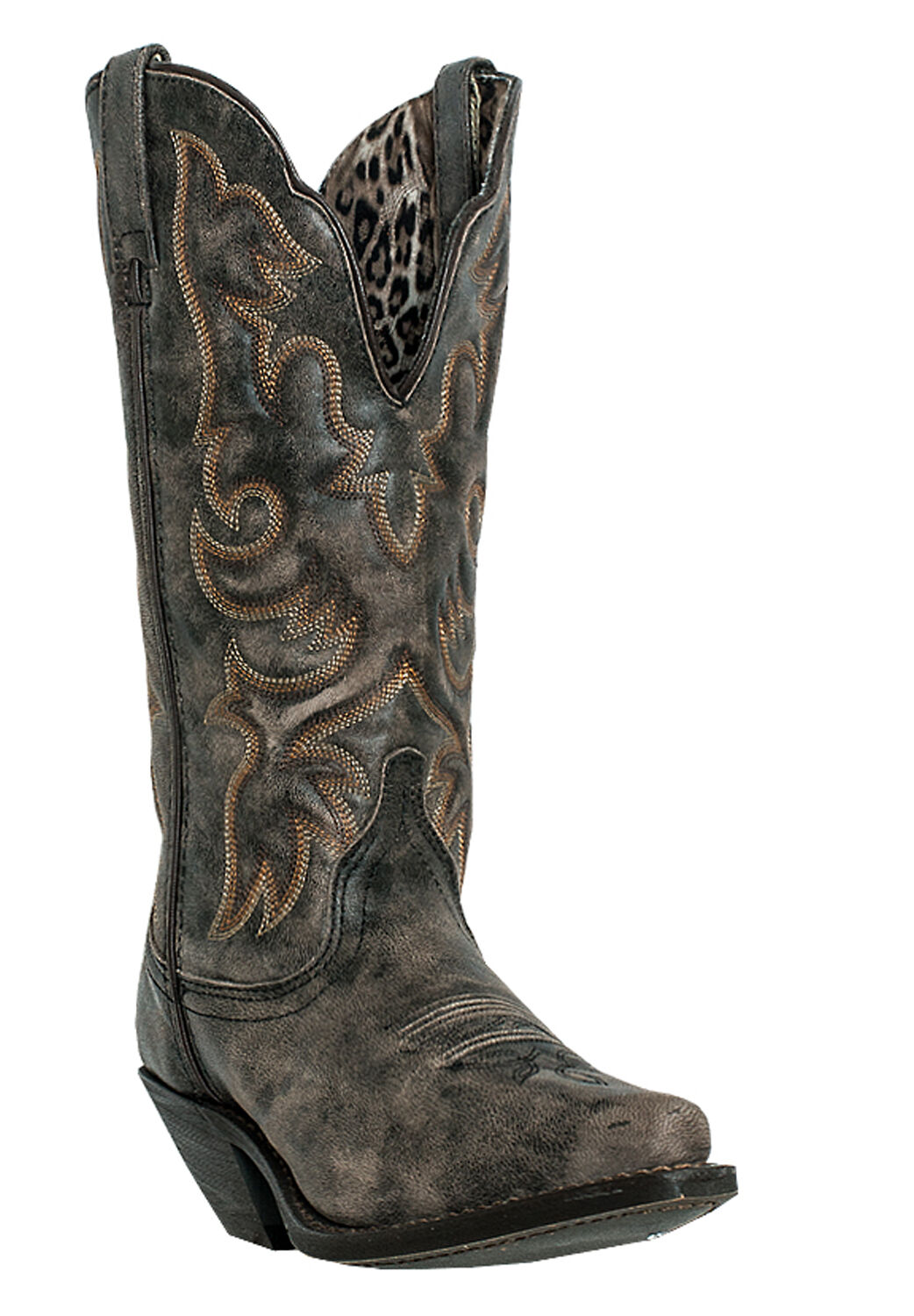 Wide Width Women's Access Cowboy Boot by Laredo in Black Tan (Size 7 1/2 W)