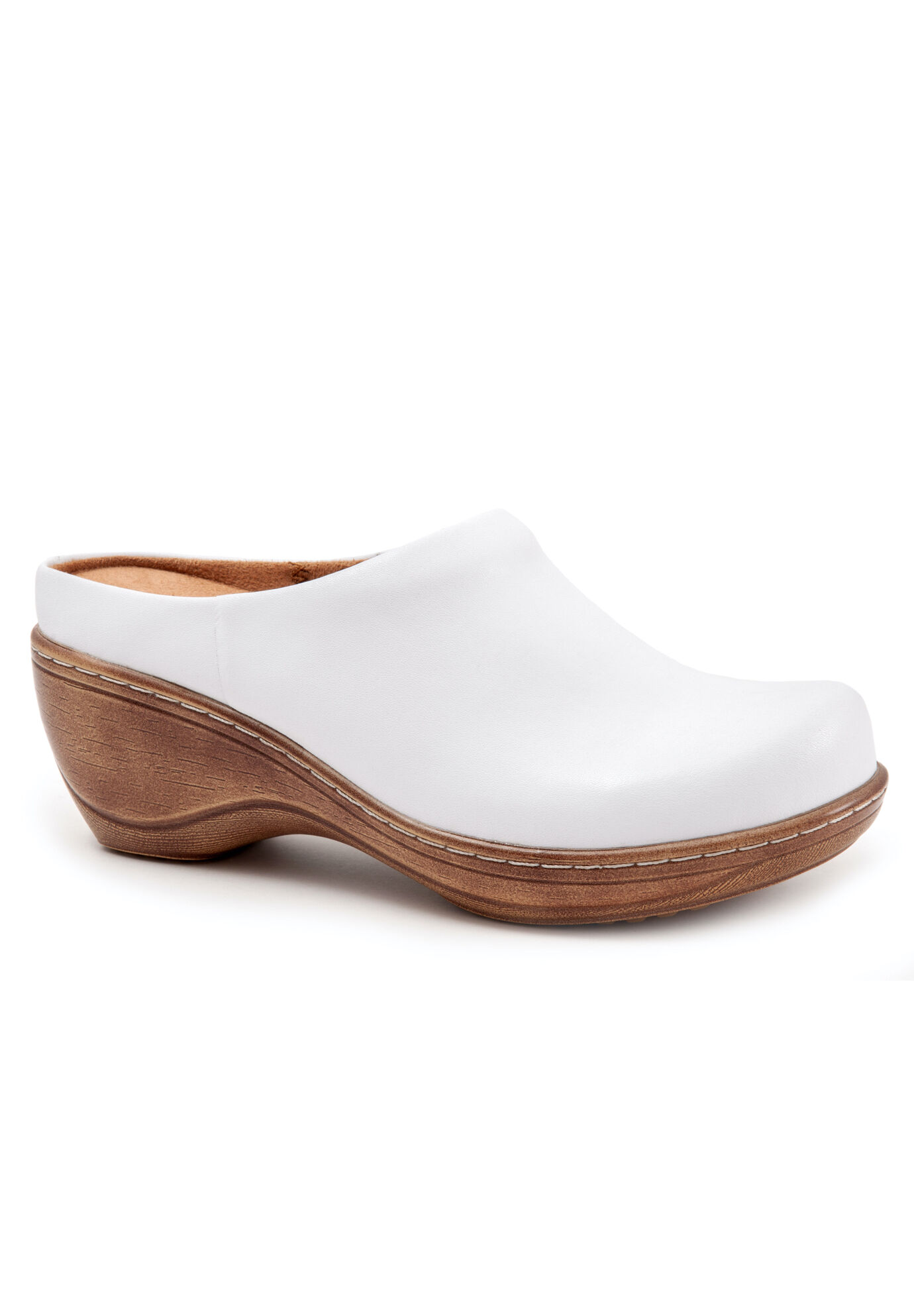 Extra Wide Width Women's Madison Clog by SoftWalk in White (Size 10 WW)