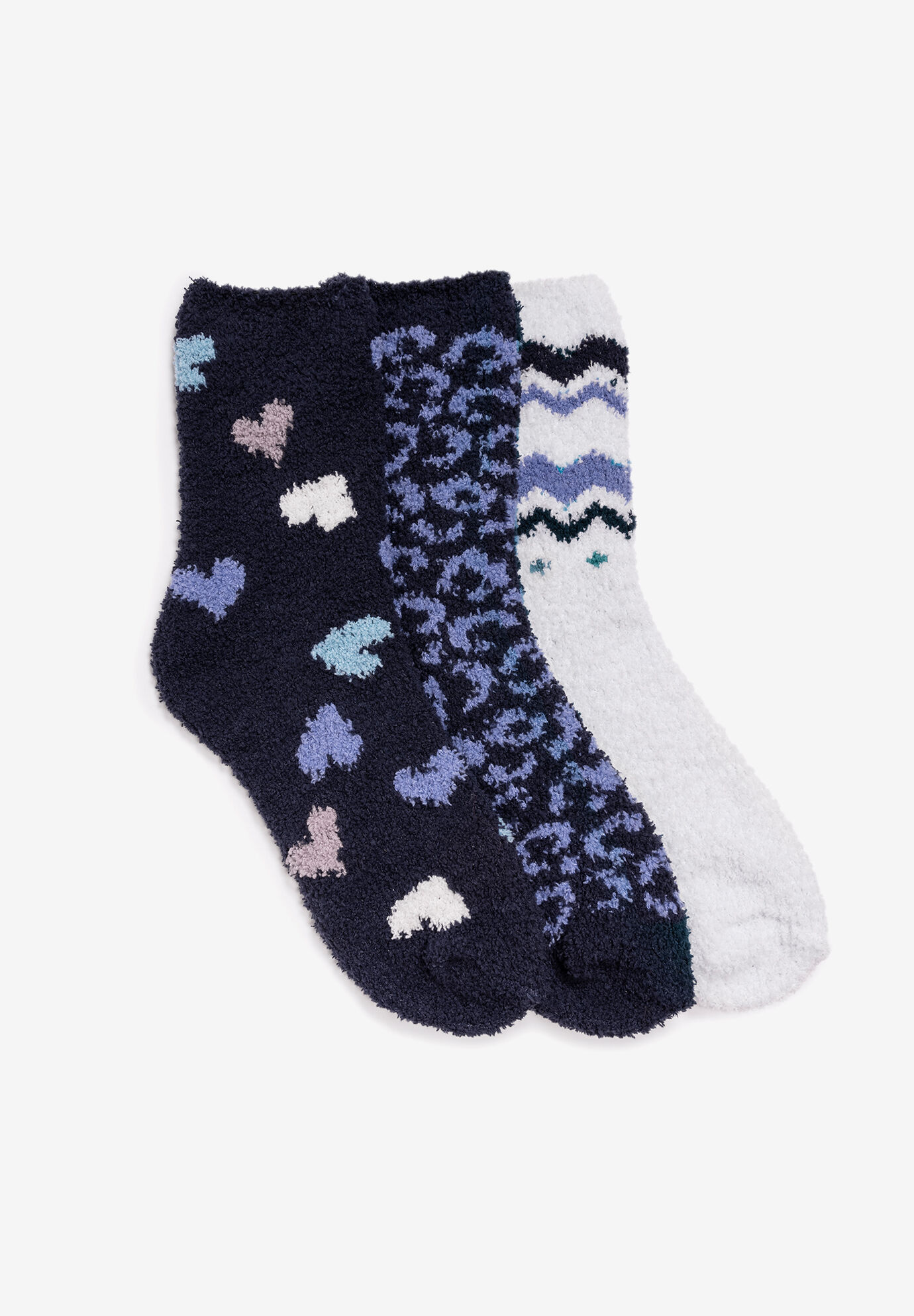 Women's 3 Pack Holiday Crew Socks by MUK LUKS in Navy (Size ONE)