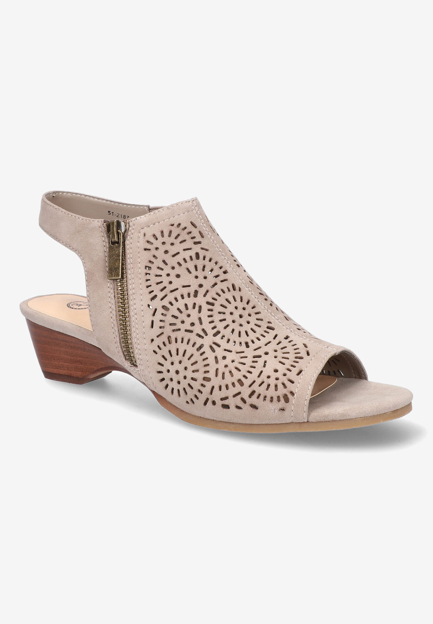 Extra Wide Width Women's Amiyah Sandal by Bella Vita in Stone Suede Leather (Size 7 1/2 WW)