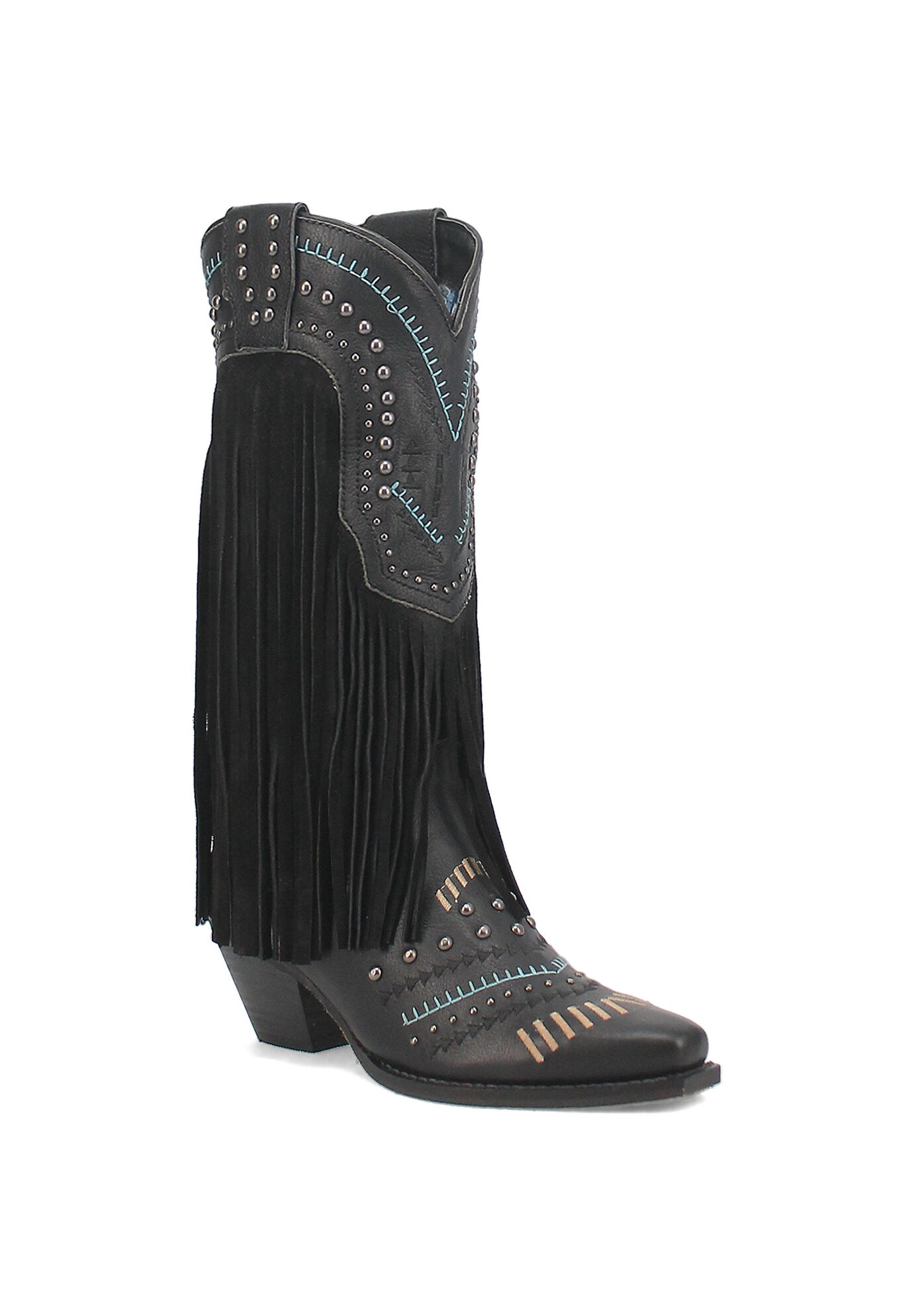Women's Gypsy Western Fringe Boot by Dingo in Black (Size 8 1/2 M)