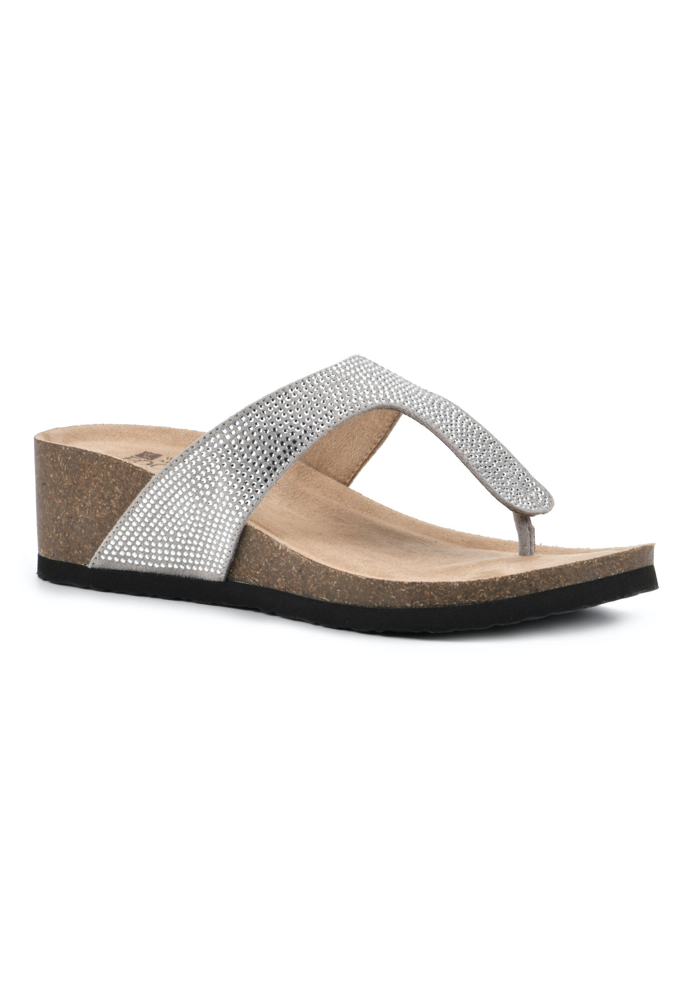 Women's Action Cork Wedge Sandal by White Mountain in Silver Multi (Size 11 M)