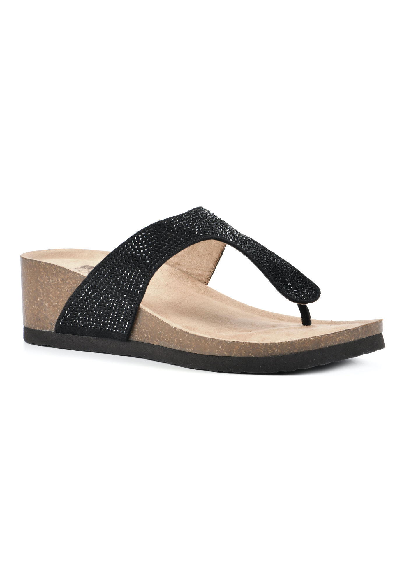 Women's Action Cork Wedge Sandal by White Mountain in Black Multi (Size 7 M)