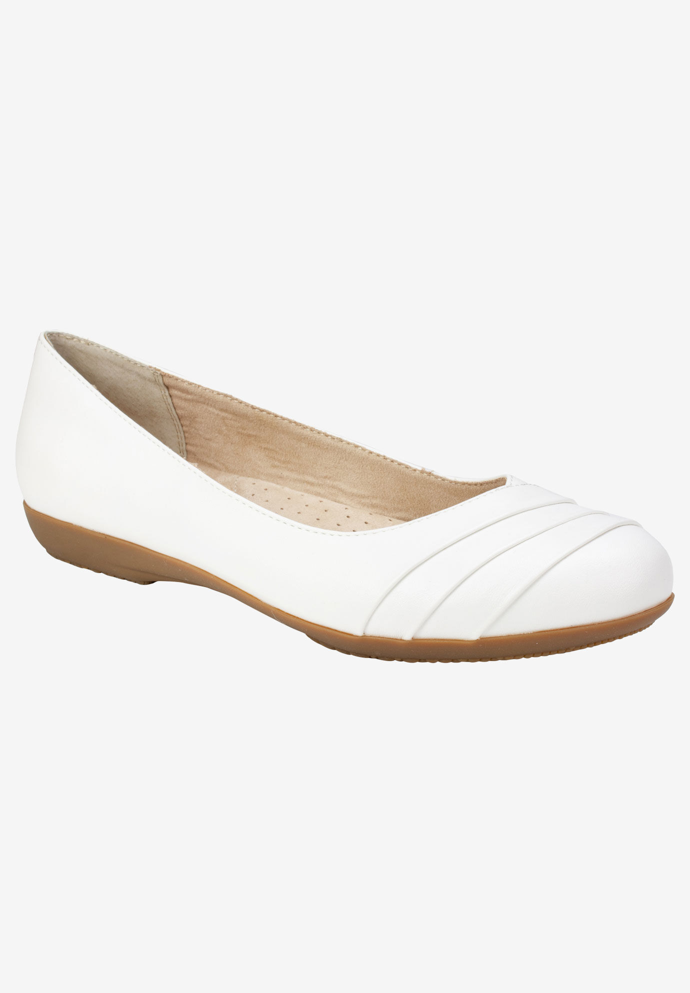 Wide Width Women's Clara Flat by Cliffs in White Burnished Smooth (Size 11 W)