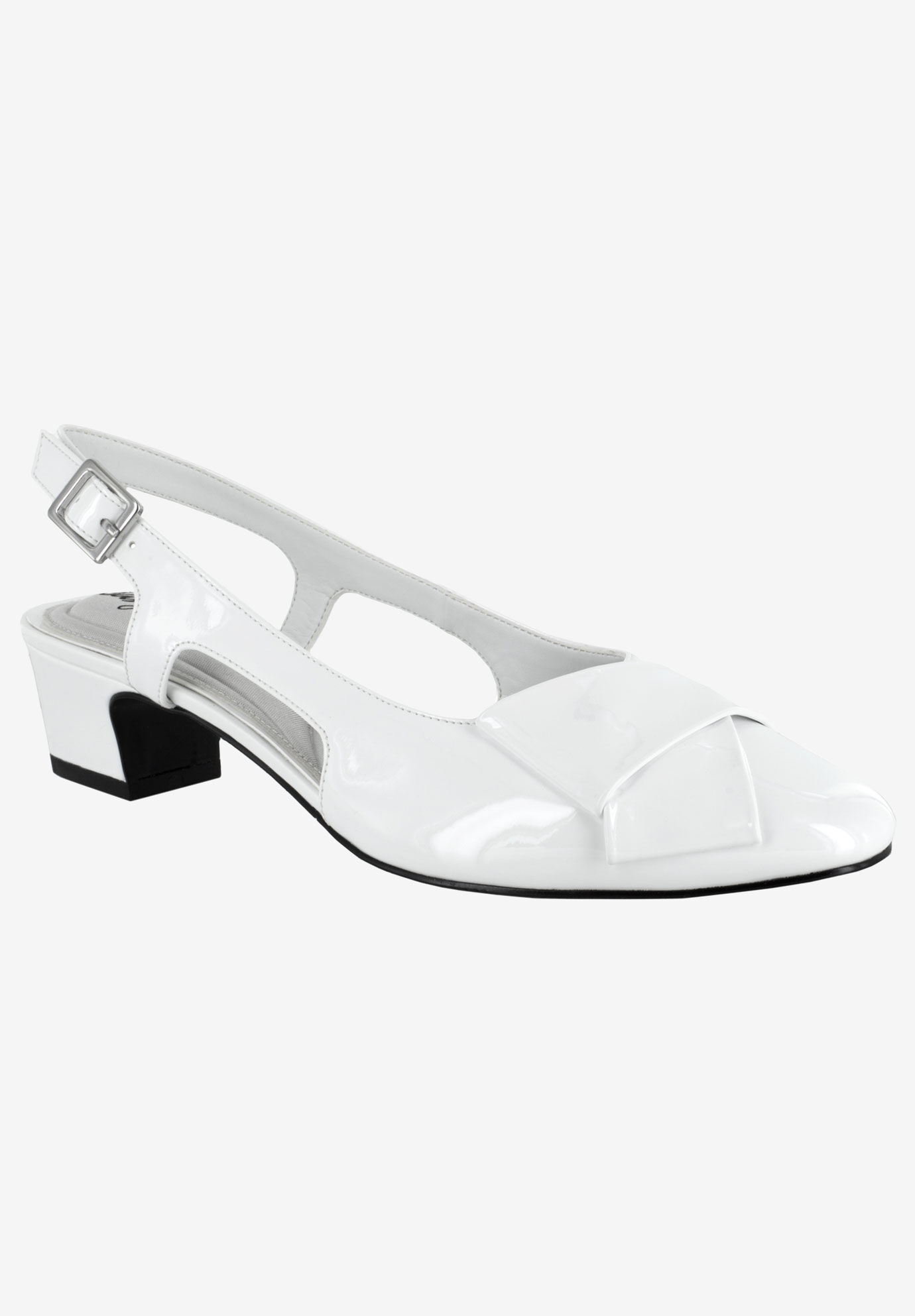 Extra Wide Width Women's Breanna Sling by Easy Street in White Patent (Size 7 WW)