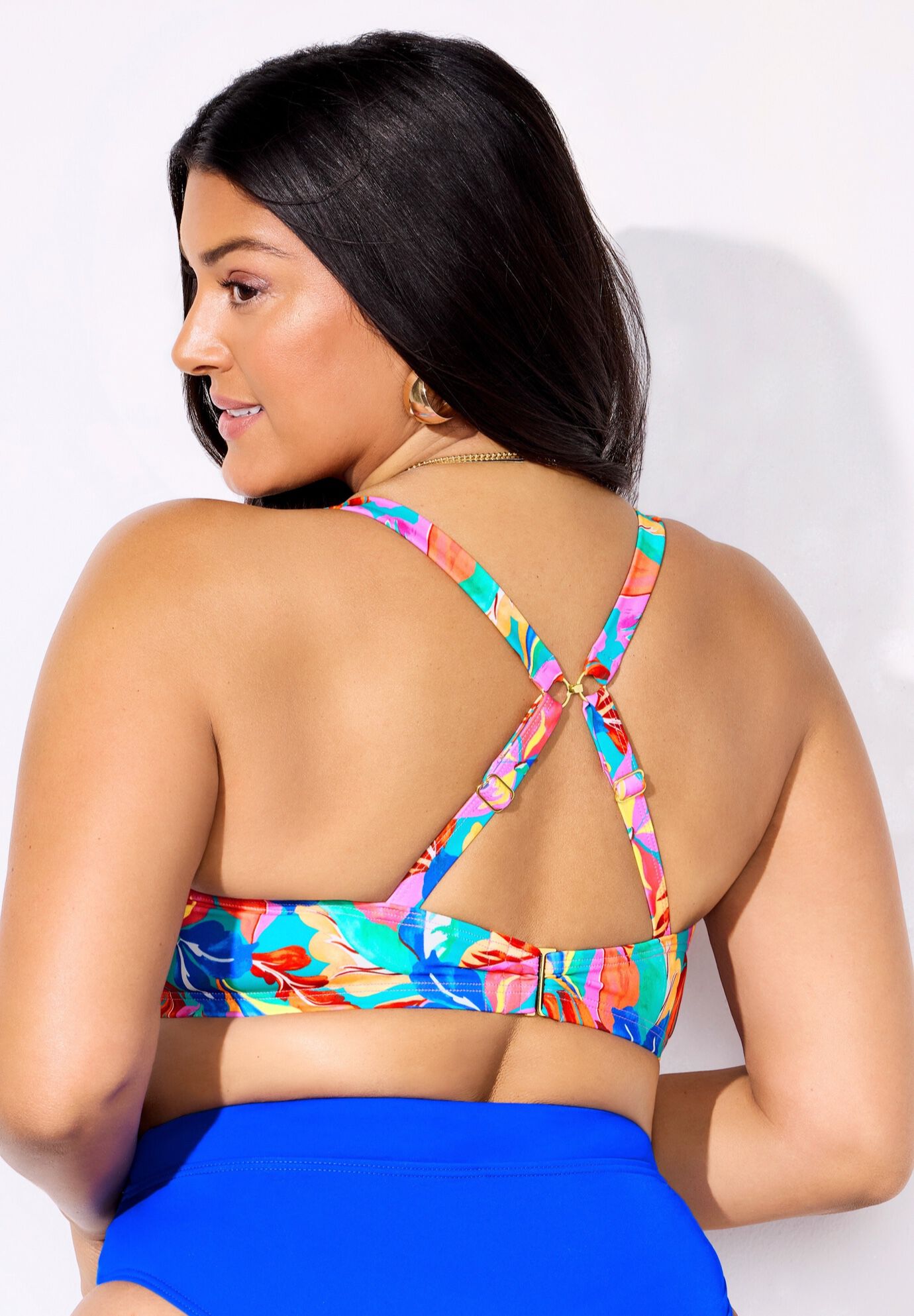 Leader Bra Sized Underwire Bikini Top, ROYAL TROPICAL OASIS, alternate image number null