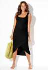 Ribbed Square Neck Tie Back Cover Up Dress, BLACK, hi-res image number null