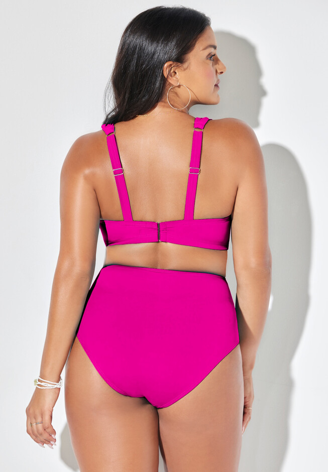 Swimsuits For All Women's Plus Size Bra Sized Drape Front Underwire Bikini  Top 42 G Luxury