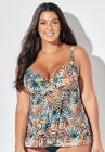 Bra Sized Faux Flyaway Underwire Tankini Top, ANIMAL PALM PRINT, hi-res image number null