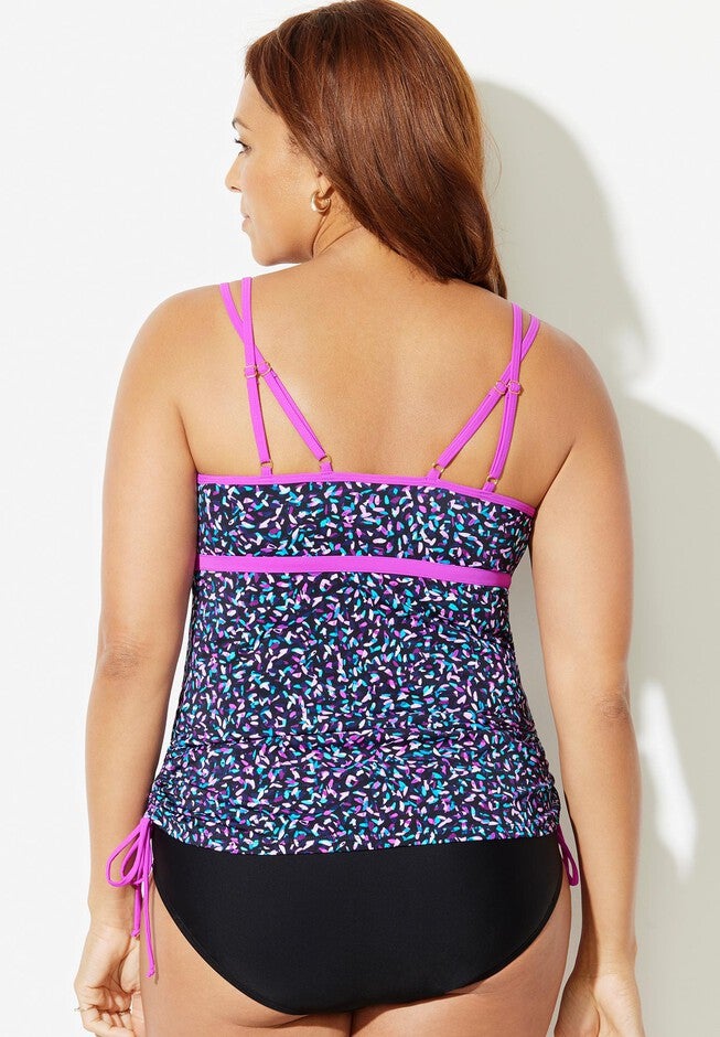 Longer Length Chlorine Resistant Adjustable Tankini Top, , on-hover image number 1