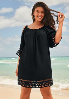 Vera Crochet Cold Shoulder Cover Up Dress, 