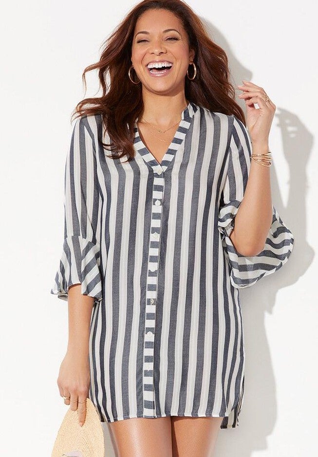 Sandra Button Up Cover Up Shirt, , alternate image number 2