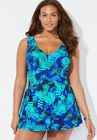 V-Neck Swimdress, GREEN PALM, hi-res image number null