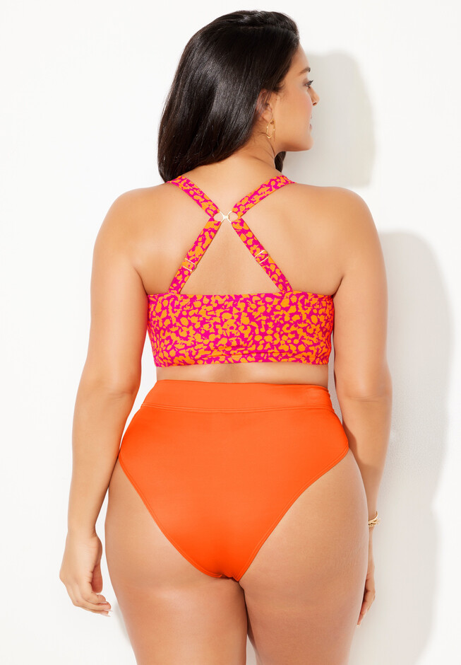 Bra- Sized Twist Front Bikini Set with High Waist Cheeky Brief, , alternate image number null