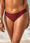 Knit Mesh Overlay Bikini Bottom, MAROON, hi-res image number 0