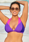 Romancer Colorblock Halter Triangle Bikini Top, PURPLE PINK, hi-res image number null