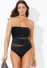 Mesh Wrap Bandeau One Piece Swimsuit, , alternate image number null