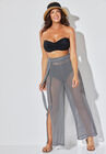Crochet Tassel Tie Side Split Pant, BLACK WHITE, hi-res image number null