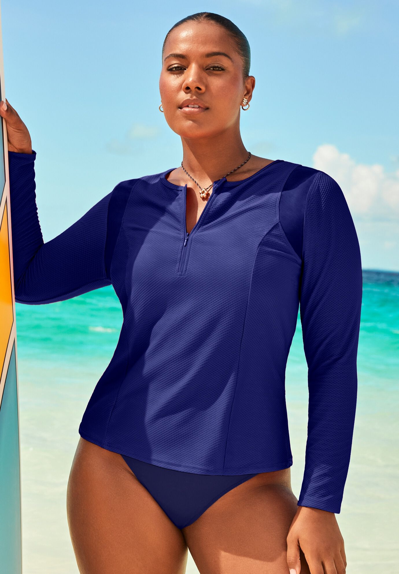 Chlorine Resistant Quick-Dry Long Sleeve Swim Rash Guard | Roaman's