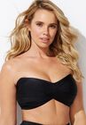 Valentine Ruched Bandeau Bikini Top, BLACK, hi-res image number null