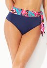 Shirred High Waist Bikini Bottom, TROPICAL, hi-res image number null