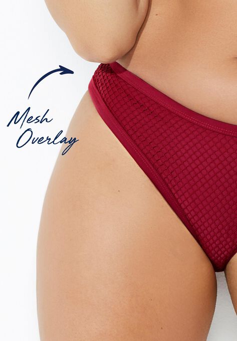 Knit Mesh Overlay Bikini Bottom, , alternate image number null