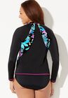 Chlorine Resistant Zip Front Long Sleeve Swim Shirt, , on-hover image number null