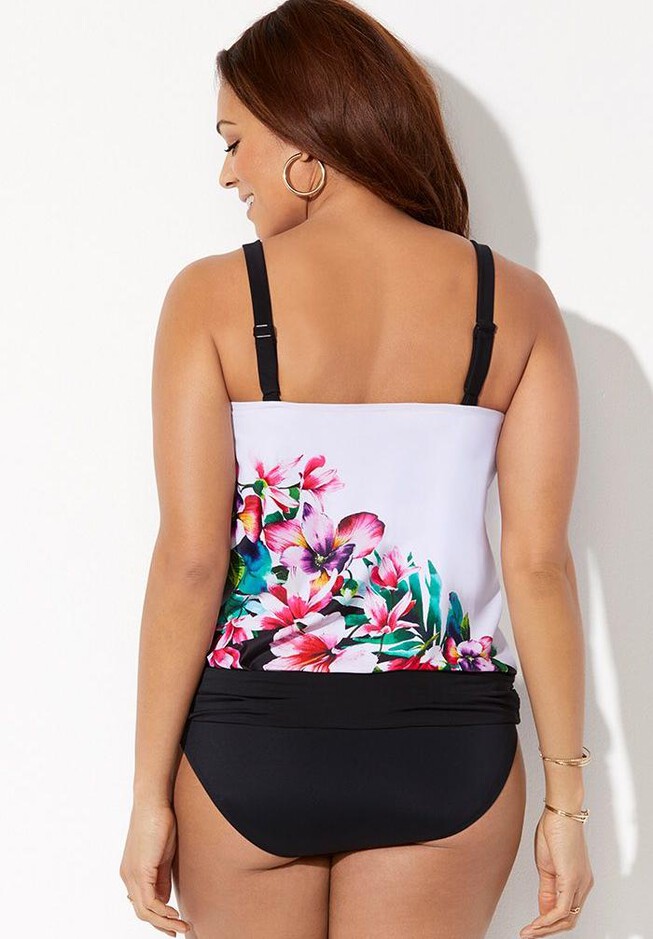 Loop Strap Blouson Tankini Set, , on-hover image number null