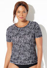 Chlorine Resistant Swim Tee, BLACK ABSTRACT STRIPE, hi-res image number null