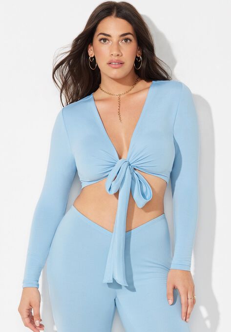 The '70s Tie Front Top, , alternate image number null