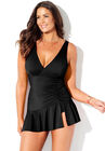 Plunge Ruffle Swimdress, , alternate image number null