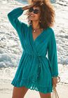 Harley Wrap Cover Up Tunic, TEAL, hi-res image number 0