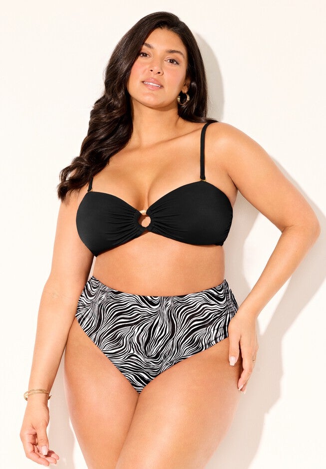 Ruched Ring Bandeau Bikini Set, , alternate image number null