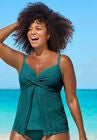Faux Flyaway Crochet Underwire Tankini Top, MEDITERRANEAN, hi-res image number null