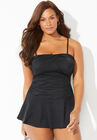 Ruched Skirted Swimdress, , alternate image number null