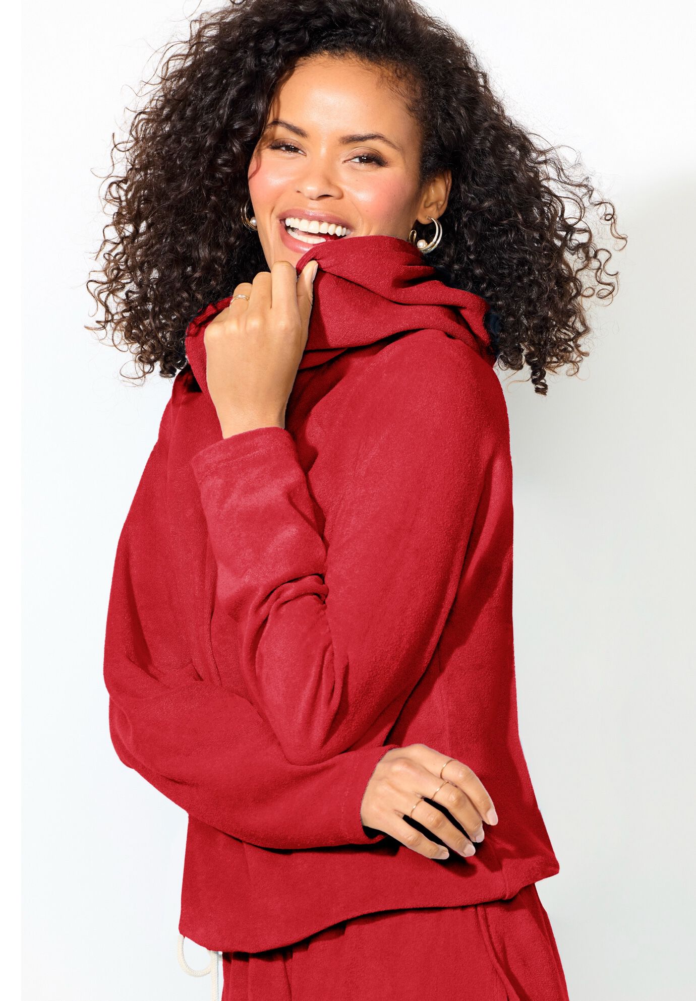 Baby French Terry Hoodie Cover Up, RUBY, alternate image number 4