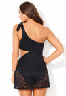 One Shoulder Tie Lace Swimdress, , on-hover image number null