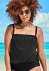 Bandeau Blouson Tankini Top, BLACK, hi-res image number null