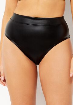 GabiFresh Faux Leather Bikini Bottom, BLACK