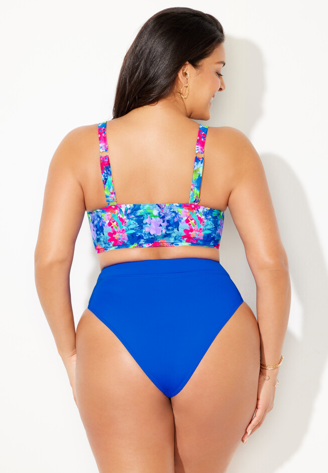 Bra- Sized Twist Front Bikini Set with High Waist Cheeky Brief, , on-hover image number null