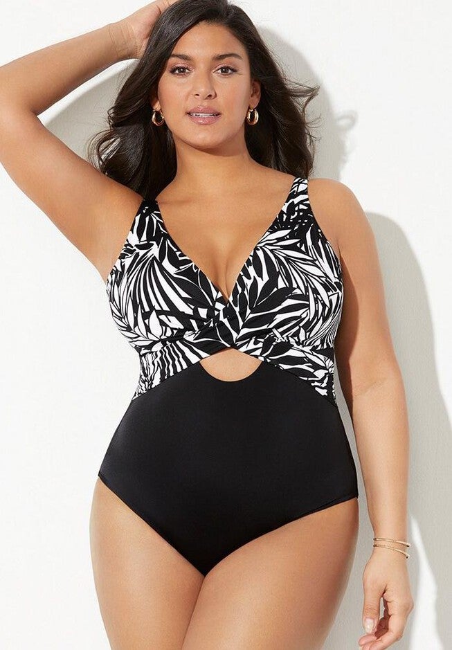 Crossover Cut Out One Piece Swimsuit, , alternate image number 2