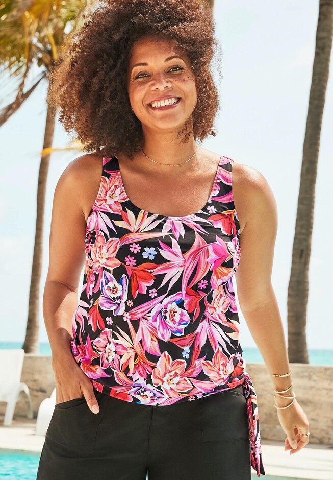 Side Tie Blouson Tankini Top | Swimsuits For All